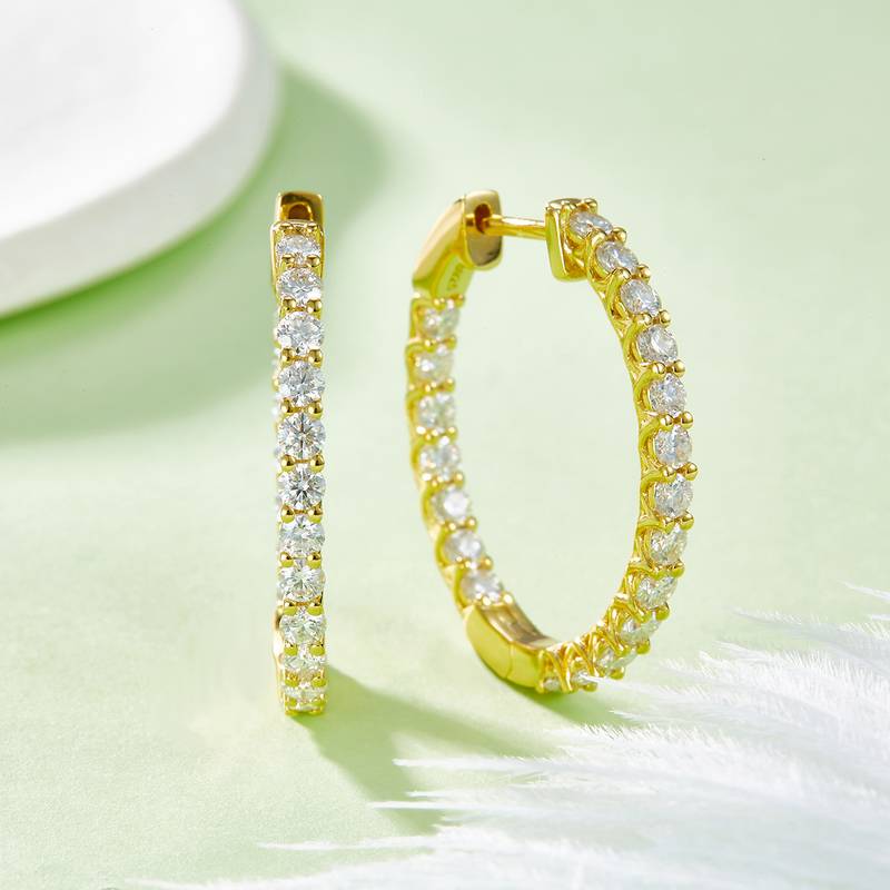 单排对半耳环S925银莫桑钻厘石D级1.8CT